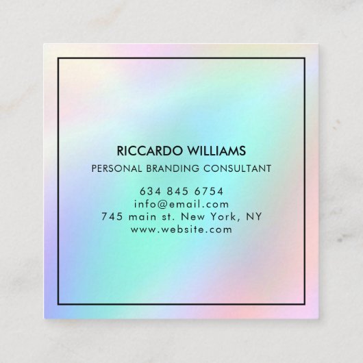 古典的なホログラフィックグリッターエレガントスクリプト事業 スクエア名刺 (裏面)