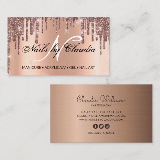 古典的なホログラフィックグリッターエレガントスクリプト事業 名刺 (正面/裏面)