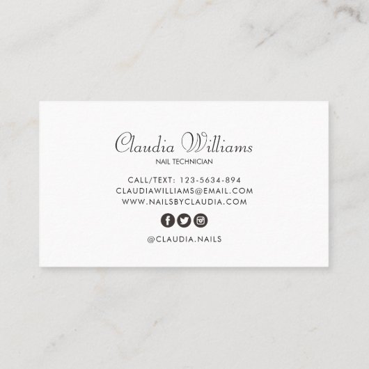 古典的なホログラフィックグリッターエレガントスクリプト 名刺 (裏面)