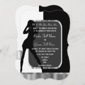 古典的な代替の白黒結婚の 招待状 (正面/裏面)