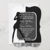 古典的な代替の白黒結婚の 招待状 (正面)