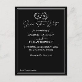 古典的な白黒の結婚式の日付を保存 ポストカード