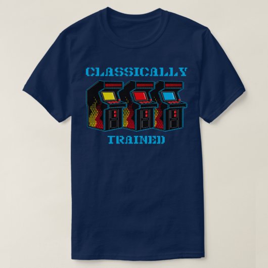 古典的に訓練されたビデオアーケードゲームレトロ80s tシャツ (デザイン正面)
