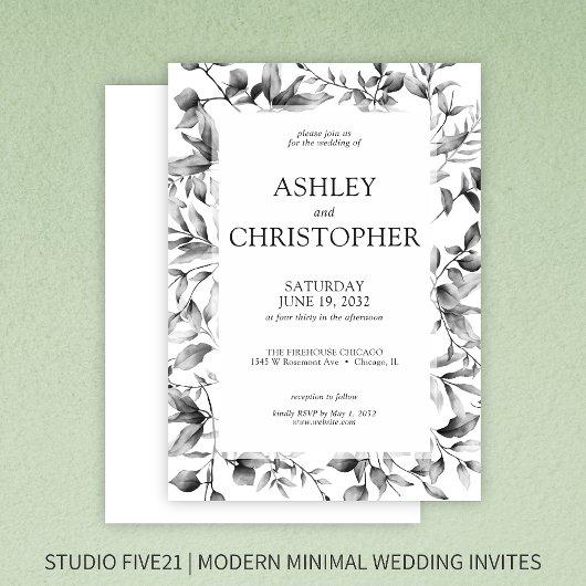 古典的エレガントな素朴縁どフローラの 招待状