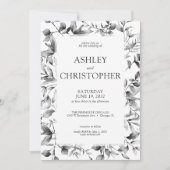 古典的エレガントな素朴縁どフローラの 招待状 (正面)