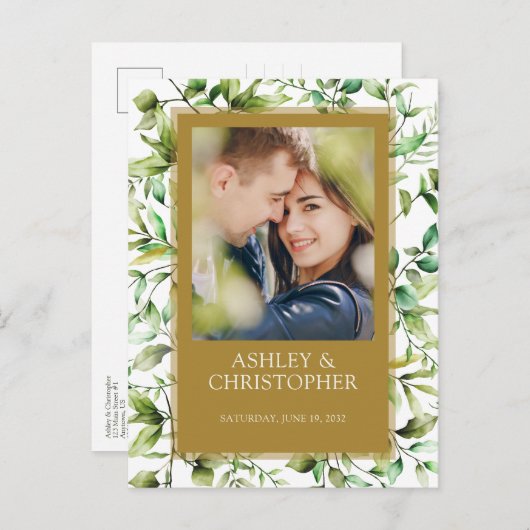 古典的エレガントな素朴縁どフローラの 案内ポストカード (正面/裏面)