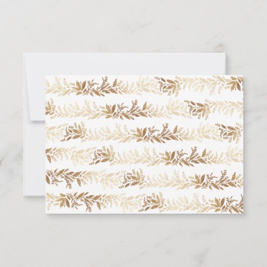 古典的エレガント金ゴールド植物性結婚リース 出欠カード (裏面)