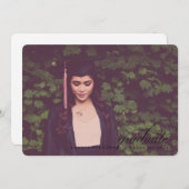 古典的シンプルなスクリプトの卒業発表 招待状 (正面/裏面)