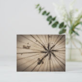 古地図に描かれた風配図のクローズアップ ポストカード (スタンド正面)