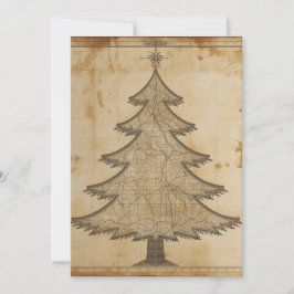 古地図のクリスマスツリー シーズンカード