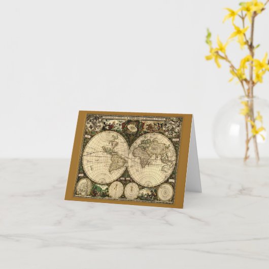 古地図のメモカード カード (黄色い花)