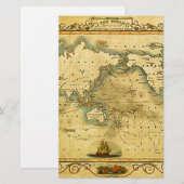古地図の世界地図 便箋 (正面/裏面)