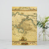 古地図の世界地図 便箋 (スタンド正面)