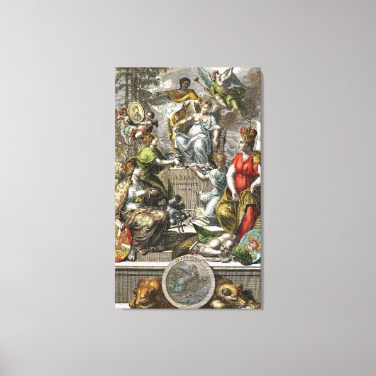 古地図ラインアート キャンバスプリント (正面)