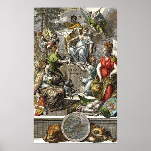 古地図ラインアート ポスター (正面)