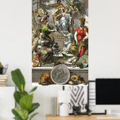 古地図ラインアート ポスター (ホームオフィス)