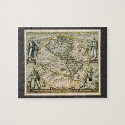 古地図、1596年、アメリカシブ・ノーブス・オルビス ジグソーパズル (横)