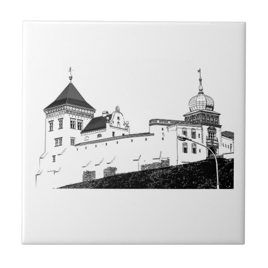 古城建築のスケッチ タイル (正面)