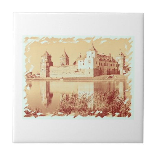 古城建築のスケッチ タイル (正面)