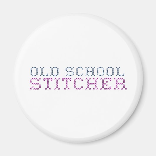古学校のクロスステッチ マグネット (正面)