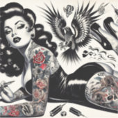 古学校の入れ墨をした少女 シール (正面)