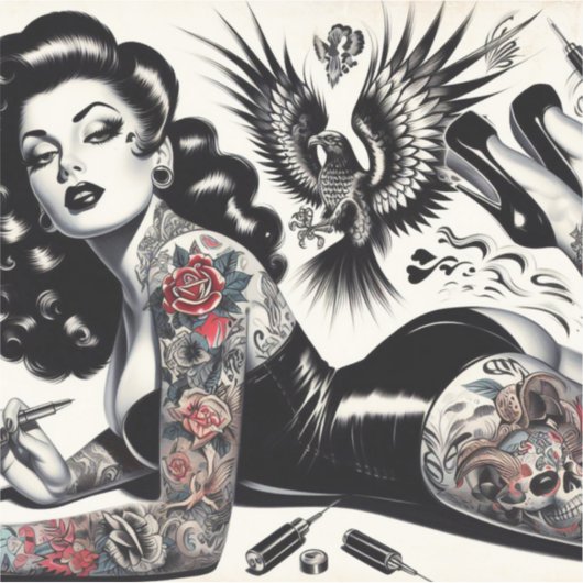 古学校の入れ墨をした少女 シール (正面)