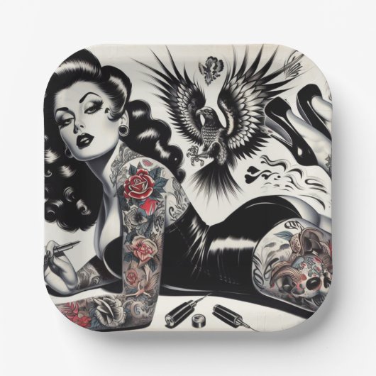 古学校の入れ墨をした少女 ペーパープレート (正面)