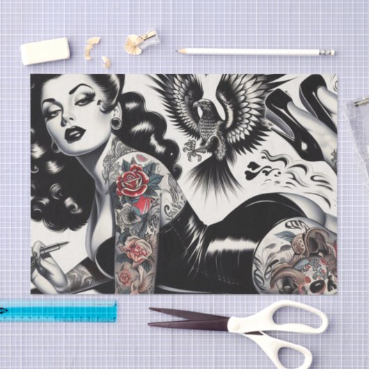 古学校の入れ墨をした少女 薄葉紙 (クラフト)