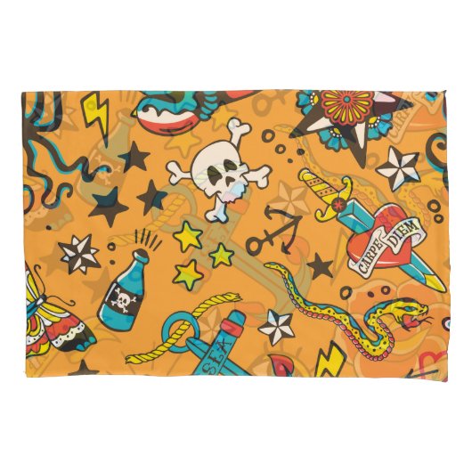 古学校の入れ墨：かわいいシームレス 枕カバー (正面)