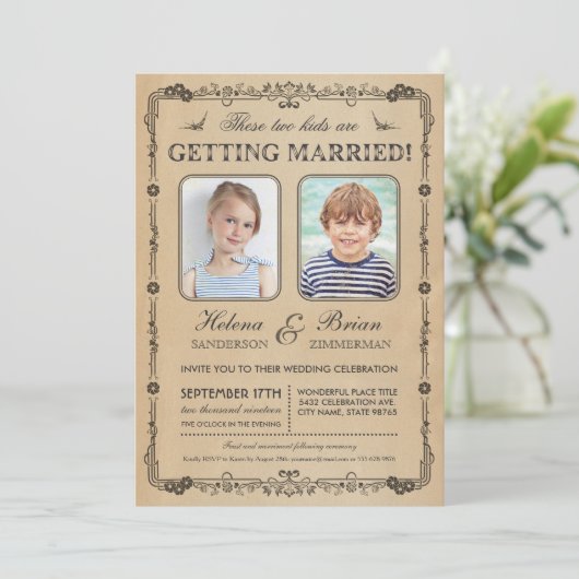 古学校の写真結婚式招待状 招待状 (スタンド正面)