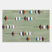 古屋光琳ヴィンテージウッ日本のドブロックプリント ラッピングペーパーシート (正面)