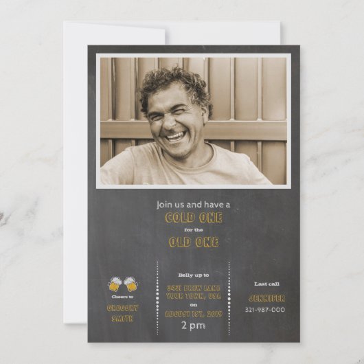 古希の記念に冷たいビールを 招待状 (正面)