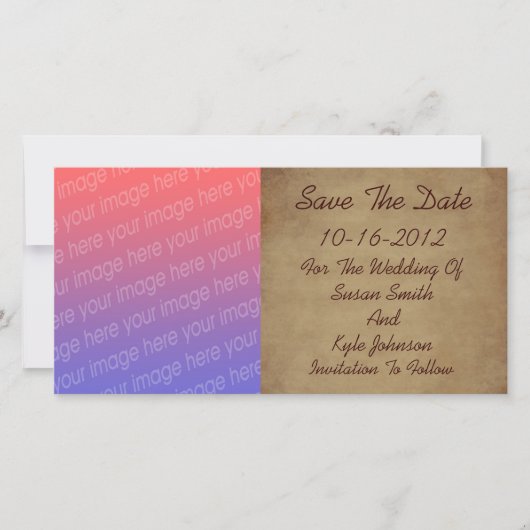 古擦り切れたい紙の結婚写真 セーブザデート (正面)