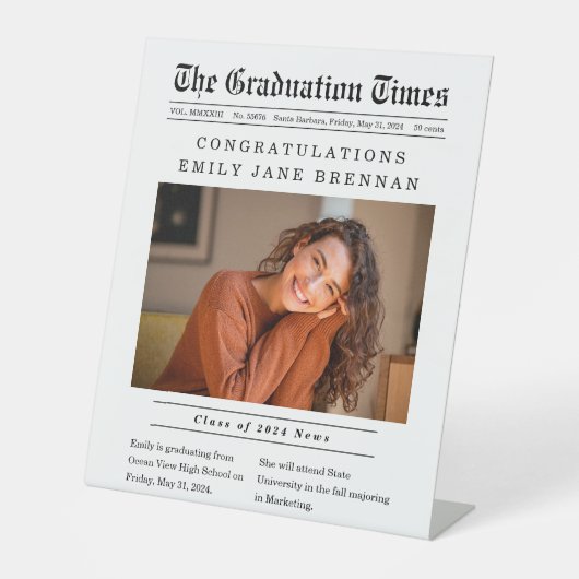 古新聞スタイル卒業発表 台座サイン (正面)