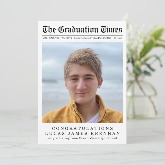 古新聞スタイル卒業発表 案内状 (スタンド正面)