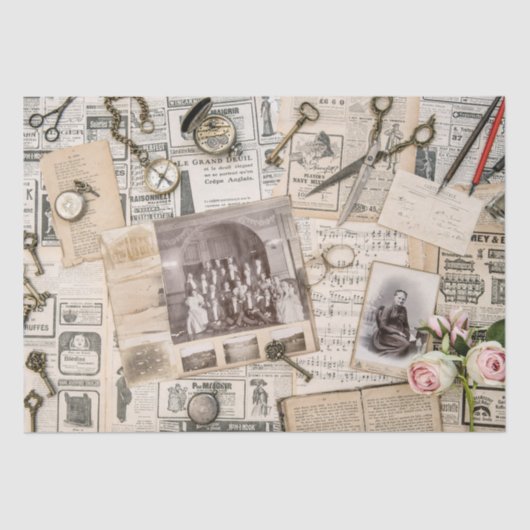 古新聞ティッシュペーパー 薄葉紙 (正面)