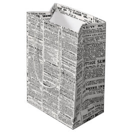 古新聞デザイン ミディアムペーパーバッグ