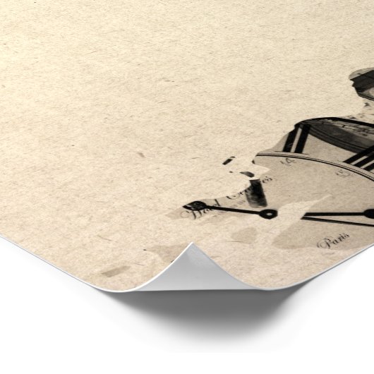 古時計からの世界地図 ポスター (角)