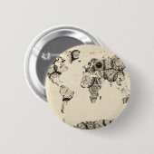 古時計からの世界地図 缶バッジ (正面&裏面)