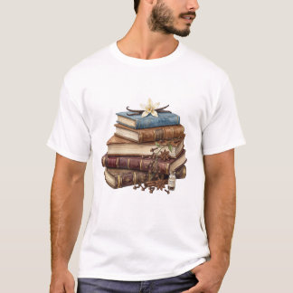 古書とスパイスの香り - 水彩画 Tシャツ