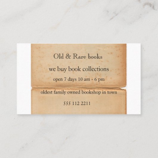 古書のテーマの名刺 名刺 (裏面)