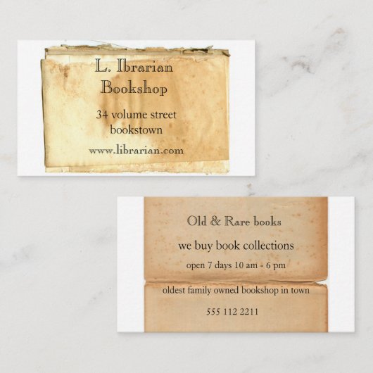古書のテーマの名刺 名刺 (正面/裏面)