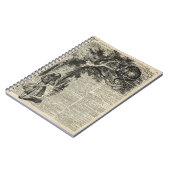 古書のページのアリスおよびチェシャーのステンシル芸術 ノートブック (左側)