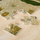 古書のページの植物のプリント ジグソーパズル (側面)