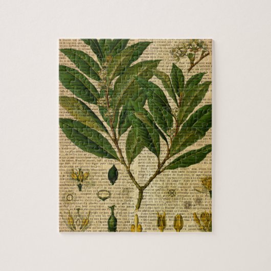 古書のページの植物のプリント ジグソーパズル (縦)