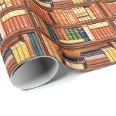 古書の図書館の本の虫の包装紙 ラッピングペーパー (ロールコーナー)