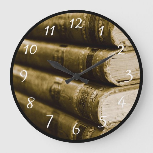 古書の積み重ね ラージ壁時計 (正面)