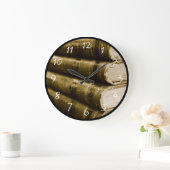 古書の積み重ね ラージ壁時計 (ホーム)