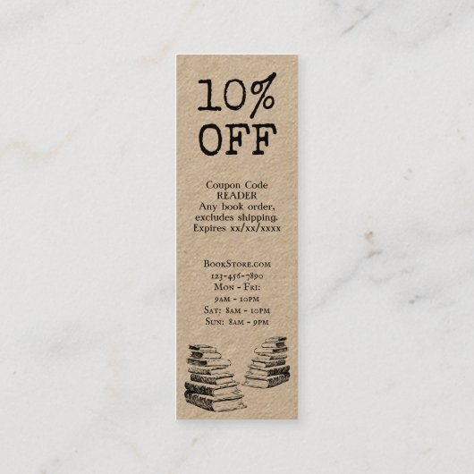 古書編集可能ストア割引カード スキニー名刺 (裏面)