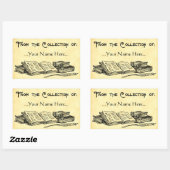 古書集からクイル蔵書票 長方形シール (シート)